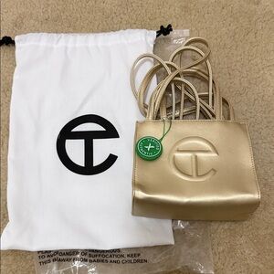 Telfar Metallic Gold Mini Bag